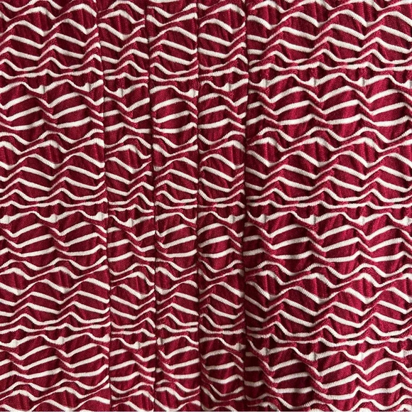 Anthropologie Maeve‎ Burgundy White Short Sleeve A-Line Mini Dress. Size Medium. - Picture 7 of 12